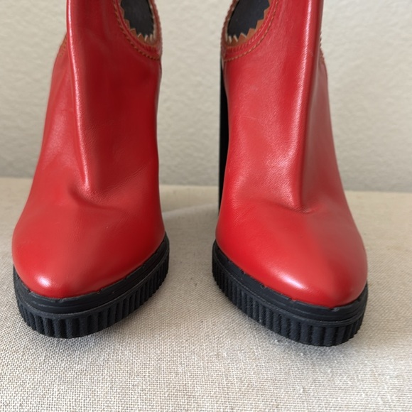 Like New Tod's Red and Black Heeled Boots with Elastic Panels - Picture 5 of 8